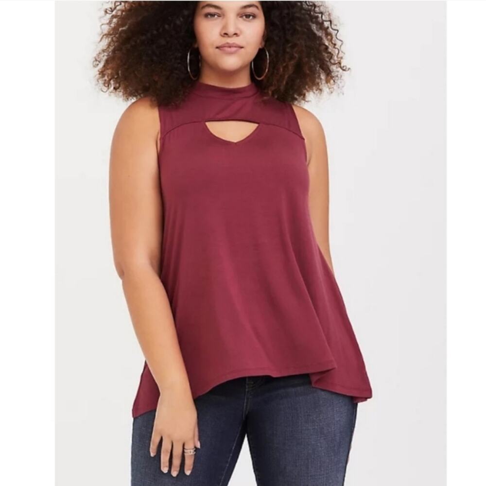 NWT Torrid Super Soft Knits Burgundy Keyhole Tank size 5
